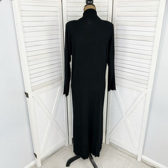 Vivian Chan Shaw Scallop Hem Duster Cardigan Sweater Black Large Open - Picture 4 of 13